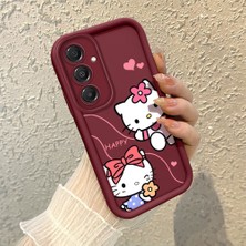 HONTINGA Samsung Galaxy A16 ile Uyumlu Kılıfı Düşüme Önleyici Basitlik Anti Düşme Kamera Korumali Hello Kitty Desen Bordo Yumuşak Silikon Telefon Kılıfı K2-7210
