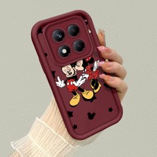 HONTINGA Xiaomi Redmi Note 14 Pro ile Uyumlu Kılıfı Düşüme Önleyici Basitlik Anti Düşme Kamera Korumali Mickey Minnie Desen Bordo Yumuşak Silikon Telefon Kılıfı K2-7209