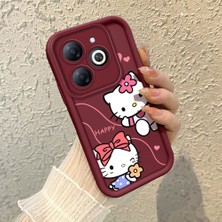 HONTINGA Infinix Smart 8 ile Uyumlu Kılıfı Düşüme Önleyici Basitlik Anti Düşme Kamera Korumali Hello Kitty Desen Bordo Yumuşak Silikon Telefon Kılıfı K2-7210