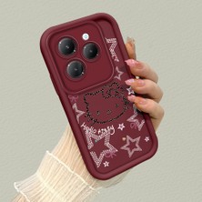 HONTINGA Infinix Hot 40 Pro ile Uyumlu Kılıfı Düşüme Önleyici Basitlik Anti Düşme Kamera Korumali Hello Kitty Desen Bordo Yumuşak Silikon Telefon Kılıfı K2-7210