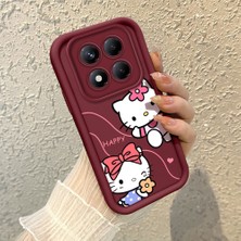 HONTINGA Xiaomi Redmi Note 14 Pro ile Uyumlu Kılıfı Düşüme Önleyici Basitlik Anti Düşme Kamera Korumali Hello Kitty Desen Bordo Yumuşak Silikon Telefon Kılıfı K2-7210