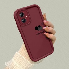 HONTINGA Samsung Galaxy A04E ile Uyumlu Kılıfı Düşüme Önleyici Basitlik Anti Düşme Kamera Korumali Kalp Desen Bordo Yumuşak Silikon Telefon Kılıfı K2-7211