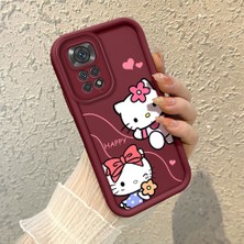 HONTINGA Xiaomi Redmi Note 11S ile Uyumlu Kılıfı Düşüme Önleyici Basitlik Anti Düşme Kamera Korumali Hello Kitty Desen Bordo Yumuşak Silikon Telefon Kılıfı K2-7210
