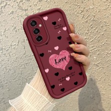 HONTINGA Samsung Galaxy M23 ile Uyumlu Kılıfı Düşüme Önleyici Basitlik Anti Düşme Kamera Korumali Kalp Desen Bordo Yumuşak Silikon Telefon Kılıfı K2-7211