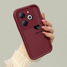 HONTINGA Tecno Spark 20 ile Uyumlu Kılıfı Düşüme Önleyici Basitlik Anti Düşme Kamera Korumali Kalp Desen Bordo Yumuşak Silikon Telefon Kılıfı K2-7211