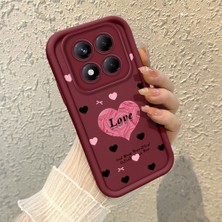 HONTINGA Xiaomi Redmi Note 14 Pro Plus ile Uyumlu Kılıfı Düşüme Önleyici Basitlik Anti Düşme Kamera Korumali Kalp Desen Bordo Yumuşak Silikon Telefon Kılıfı K2-7211