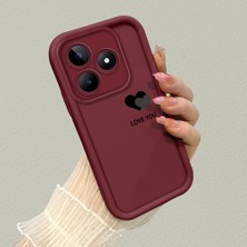HONTINGA Realme Note 50 ile Uyumlu Kılıfı Düşüme Önleyici Basitlik Anti Düşme Kamera Korumali Kalp Desen Bordo Yumuşak Silikon Telefon Kılıfı K2-7211
