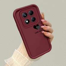 HONTINGA Xiaomi Redmi Note 14 Pro ile Uyumlu Kılıfı Düşüme Önleyici Basitlik Anti Düşme Kamera Korumali Kalp Desen Bordo Yumuşak Silikon Telefon Kılıfı K2-7211