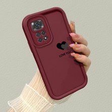 HONTINGA Xiaomi Redmi Note 11S ile Uyumlu Kılıfı Düşüme Önleyici Basitlik Anti Düşme Kamera Korumali Kalp Desen Bordo Yumuşak Silikon Telefon Kılıfı K2-7211