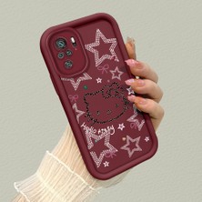 HONTINGA Xiaomi Redmi Note 10S ile Uyumlu Kılıfı Düşüme Önleyici Basitlik Anti Düşme Kamera Korumali Hello Kitty Desen Bordo Yumuşak Silikon Telefon Kılıfı K2-7210