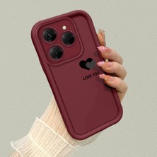 HONTINGA Tecno Spark 20 Pro ile Uyumlu Kılıfı Düşüme Önleyici Basitlik Anti Düşme Kamera Korumali Kalp Desen Bordo Yumuşak Silikon Telefon Kılıfı K2-7211