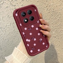 HONTINGA Xiaomi Redmi Note 14 Pro Plus ile Uyumlu Kılıfı Düşüme Önleyici Basitlik Anti Düşme Kamera Korumali Kelebek Desen Bordo Yumuşak Silikon Telefon Kılıfı K2-7212