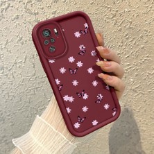 HONTINGA Xiaomi Redmi Note 10S ile Uyumlu Kılıfı Düşüme Önleyici Basitlik Anti Düşme Kamera Korumali Kelebek Desen Bordo Yumuşak Silikon Telefon Kılıfı K2-7212