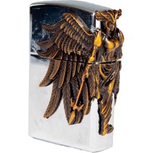 Als Metal Gazlı Çakmak – Zippo Tarzı Kapaklı,melek Kabartma Figür Desenli, Dolumlu Metal Çakmak