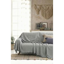 Rell Home Pamuklu Saçaklı Koltuk Örtüsü Çok Amaçlı Örtü | Koltuk Şalı | Çekyat Örtüsü 170X220 cm