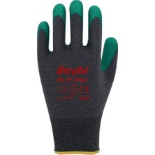BEYBİ PL17 Flex 10 Beden Gri-Yeşil Polyesyter Likralı İpten Örülmüş Lateks Kaplı 12li Paket (3131X)