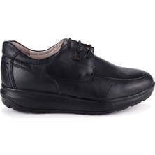 Dr.comfort 10002 Hakiki Deri Siyah Bağcıklı Ortopedik Diyabetik Kalın Taban Erkek Ayakkabı