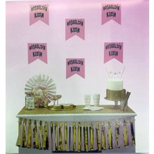 Zemira Hoşgeldin Kızım Yazılı Flama Süs Pembe Üzeri Gümüş Renk