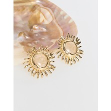 Jimmy Key Taş Güneş Figürlü Parlak Zarif Küpe