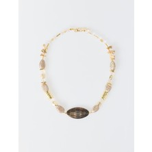 Jimmy Key Kahverengi Doğal Taş Detaylı Renkli Ayarlanabilir Kolye