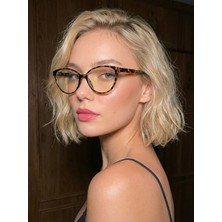 Funeyes Cunda Cat Eye Leopar 51 Ekartman Mavi Işık Korumalı Metal Menteşeli Sağlam Gözlük(Orta - Büyük)