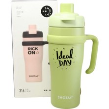 Shotay ST-8919 Çift Kullanım Pipetli/rahat Içim Yeşil 1000ML Çelik Termos