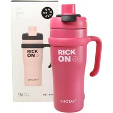 Shotay ST-8919 Çift Kullanım Pipetli/rahat Içim Fuşya 1000ML Çelik Termos