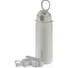 Shotay ST-8228 750ML Gri Pipetli Şeffaf Kapaklı Çelik Termos