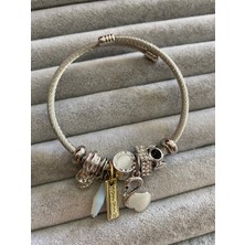 Pink  Taşlı ve Kuğu Tasarımlı Charm Bileklik