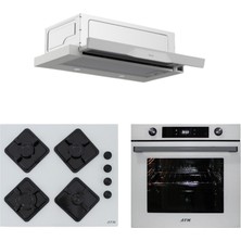 Ferre ve Afm Tech Markalı /mirao Beyaz Ankastre Set ( D037 Sürgülü Aspiratör + FM7701 + FM-BD2201 )