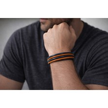 Herşey Nota Yeşil Turuncu Hakiki Deri Erkek Bileklik – Ince Çok Katlı, Mıknatıslı TOKALI-142