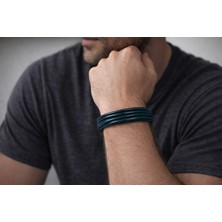 Herşey Nota Petrol Yeşili Hakiki Deri Erkek Bileklik – Ince Çok Katlı, Mıknatıslı TOKALI-140