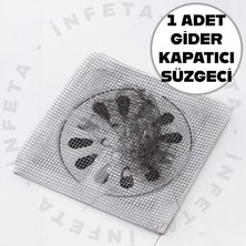 İnfeta Gider Kapağı Tıkanma Önleyici & Pislik Tutucu Filtre Kendinden Yapışkanlı Saç Kıl Tutma Süzgeci 1'li