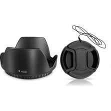 Tianya - 52mm Filtre Çapına Sahip Lensler için Yaprak Parasoley Flower Hood + Lens Kapağı Kapak