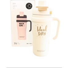 Shotay ST-8918 Çift Kullanım Pipetli/rahat Içim Beyaz 720ML Çelik Termos