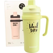 Shotay ST-8918 Çift Kullanım Pipetli/rahat Içim Yeşil 720ML Çelik Termos