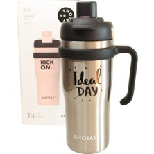 Shotay ST-8918 Çift Kullanım Pipetli/rahat Içim Gri 720ML Çelik Termos