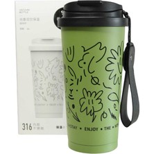 Shotay ST-8913 Çift Kullanım Pipetli/rahat Içim Yeşil 500ML Çelik Termos