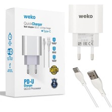 Zemira Weko WK-21442 Pdu Qc 3.0 Amper Telefon Şarj Başlık Adaptörü + Type-C Kablo