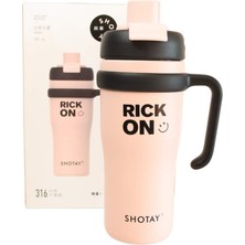 Shotay ST-8918 Çift Kullanım Pipetli/rahat Içim Pembe 720ML Çelik Termos