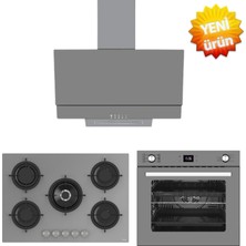 Ferre ve Afm Tech Marka / Gridov Antrasit/gri Ankastre Set ( RS038 75CM 1'wok + FM7710 + FM3407 )