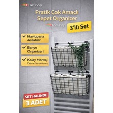 TncPatiShop Asılabilir Havlupan Düzenleyici 3 Adet Çok Amaçlı Asılabilir Organizer Sepet Düzenleyici