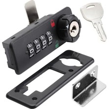 Zemira PM-26731 4 Haneli Şifreli ve Anahtarlı Mekanik Siyah Çekmece Dolap Kilidi (Sol)