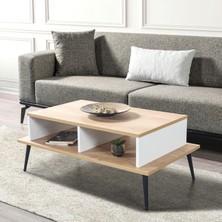 EVMO Home 2011 Şile Metal Ayaklı Orta Sehpa , Salon Sehpası Beyaz - Safir