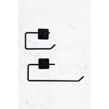 TncPatiShop 2'li Set Paslanmaz Metal Yapışkanlı Kare Uzun Havluluk ve Rulo Tuvalet Kağıtlığı Banyo Lavabo Askısı