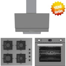 Ferre ve Afm Tech Markalı Vof Turbolu Antrasit/gri Ankastre Set (SC208-FA Döküm + FM7710+FM3407)