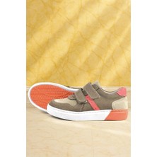 Rakerplus Hakiki Deri Kum Rengi Cırtlı Erkek Çocuk Sneaker