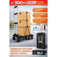Ecuy Katlanır Tekerlekli Seyahat El Arabası Portatif Taşıyıcı 300 kg Kapasiteli Ağır Yük Taşıma Arabası