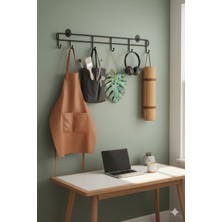 TncPatiShop 6'lı Yapışkanlı Kapı Arkası Metal Askılık Banyo Duvar Elbise Kıyafet Askısı Organizer Siyah Askılık