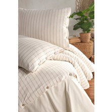 Uçkan Home %100 Organik Pamuk Yıkanmış Çizgili Çift Kişilik Nevresim Takımı-Naturalis Serisi